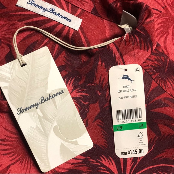 Men’s Tommy Bahama Silk Button-Up Shirt Size Large Floral Hawaiian Cruise NEW - Picture 3 of 5